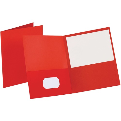 Oxford Letter Recycled Portfolio - 8 1/2" x 11" - 100 Sheet Capacity - 2 Inside Front Pocket(s) - Leatherette Paper - Red - 6 / Pack
