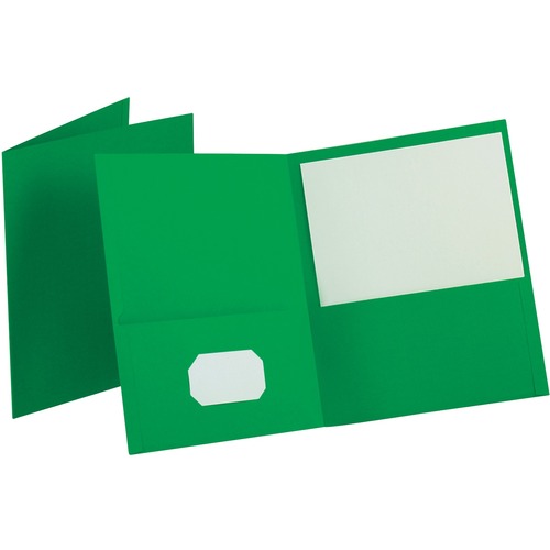 Oxford Letter Recycled Portfolio - 8 1/2" x 11" - 100 Sheet Capacity - 2 Inside Front Pocket(s) - Green - 6 / Pack