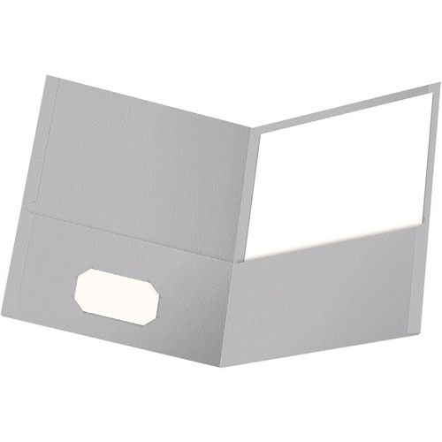Oxford Letter Recycled Portfolio - 8 1/2" x 11" - 100 Sheet Capacity - 2 Inside Front Pocket(s) - Leatherette Paper - Gray - 6 / Pack