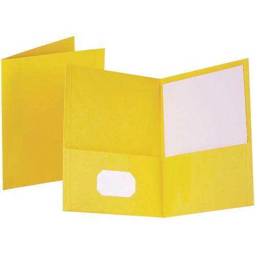 Oxford Letter Recycled Portfolio - 8 1/2" x 11" - 100 Sheet Capacity - 2 Inside Front Pocket(s) - Leatherette Paper - Yellow - 6 / Pack