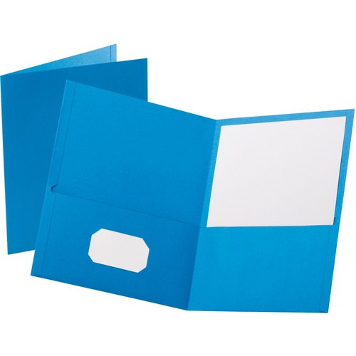 Oxford Letter Recycled Portfolio - 8 1/2" x 11" - 100 Sheet Capacity - 2 Inside Front Pocket(s) - Leatherette Paper - Light Blue - 6 / Pack