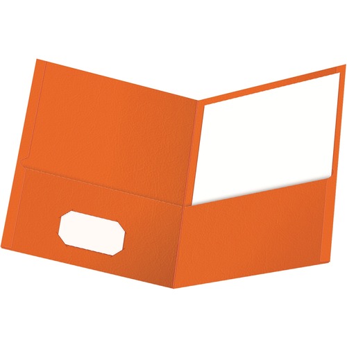 Oxford Letter Recycled Portfolio - 8 1/2" x 11" - 100 Sheet Capacity - 2 Inside Front Pocket(s) - Leatherette Paper - Orange - 6 / Pack