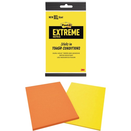 Post-it® Extreme Adhesive Note - Rectangle - 25 Sheets per Pad - Yellow, Orange - Sticky, Adhesive, Water Resistant, Durable, Writable - 2 / Pack