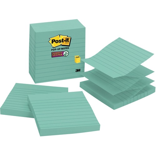 Post-it® Adhesive Note - Square - 90 Sheets per Pad - Aqua Wave - Adhesive, Sticky - Adhesive Note Pads - MMMR440WASS