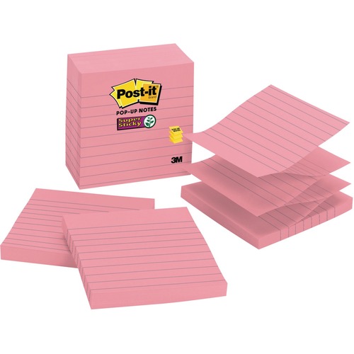 Post-it® Adhesive Note - Square - 90 Sheets per Pad - Neon Pink - Adhesive, Sticky