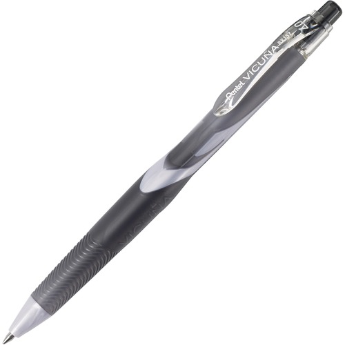 Pentel VicuâˆšÂ±a Ballpoint Pen - Fine Pen Point - 0.7 mm Pen Point Size - Refillable - Retractable - Black - Black Barrel - 2 / Pack