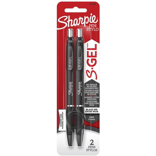 Sanford Gel Pen - Fine Pen Point - 0.5 mm Pen Point Size - Retractable - Black Gel-based Ink - 2 / Pack - Gel Ink Pens - SAN2105285