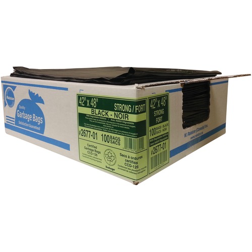 Ralston 2600 Trash Bag - 42" (1066.80 mm) Width x 48" (1219.20 mm) Length - Black - Plastic - 125/Carton - Industrial, Garbage - Trash Bags & Liners - RLS266701