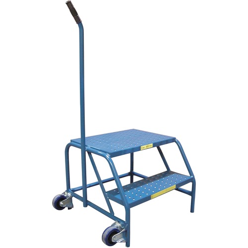 KLETON Tilt-N-Roll Step Stands - 2 Step - 136.08 kg Load Capacity - 24" (609.60 mm) x 29" (736.60 mm)19" (482.60 mm) - Steel - Blue Enamel