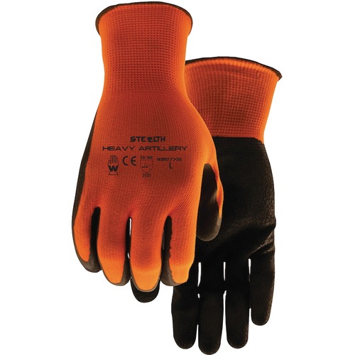 Watson Gloves 397X6 Stealth Heavy Artillery - Dirt, Debris, Abrasion, Oil, Wet Protection - Crinkle Latex Coating - Large Size - Latex Palm, Polyester Shell - Hi-vis Orange - Snug Fit, Knit Wrist, Ergonomic, Comfortable, Flexible, Seamless, Heavy Duty, Fl - Gloves - WSG397X6L