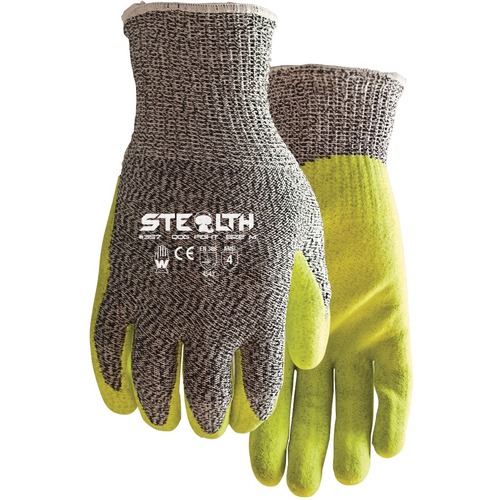 Watson Gloves 357 Stealth Dog Fight - Dirt, Debris Protection - Nitrile Coating - Large Size - Polyethylene Shell, High Performance Polyethylene (HPPE) Shell, Glass Shell, Steel Shell, Nylon Shell - Hi-Viz Yellow - High Visibility, Durable, Seamless, Comf - Gloves - WSG357L