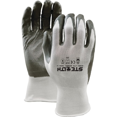 Watson Gloves 389 Stealth Lite Speed - Abrasion, Blade Cut Protection - Nitrile Coating - Large Size - Nylon Shell - Gray, Black - Textured Finish, Seamless, Snug Fit, Ergonomic, Puncture Resistant, Tear Resistant, Cut Resistant, Abrasion Resistant, Comfo