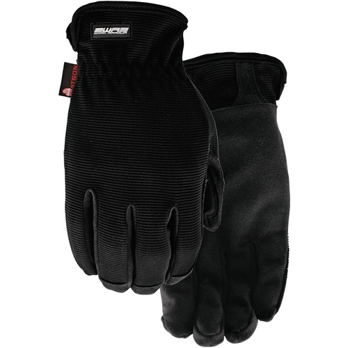 Watson Gloves 004 Wingman - Large Size - MicroFiber Palm, Spandex Back, Cotton Stitching, Synthetic Palm - Black - Slip-on Cuff, Elastic Wrist, Snug Fit, Breathable, Durable, Wing Thumb, Padded Knuckle, Lightweight, Hooded Fingertip - For General Purpose, - Gloves - WSG004L