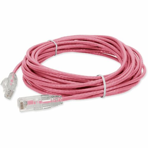 AddOn Slim Cat.6 UTP Patch Network Cable - 15 ft Category 6 Network Cable for Network Device - First End: 1 x RJ-45 Network - Male - Second End: 1 x RJ-45 Network - Male - Patch Cable - Shielding - 24 AWG - Pink - 1