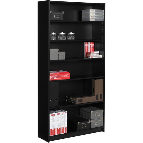 Global Genoa Bookcase 72" 6-Shelf Black - 6 x Shelf(ves) - Black