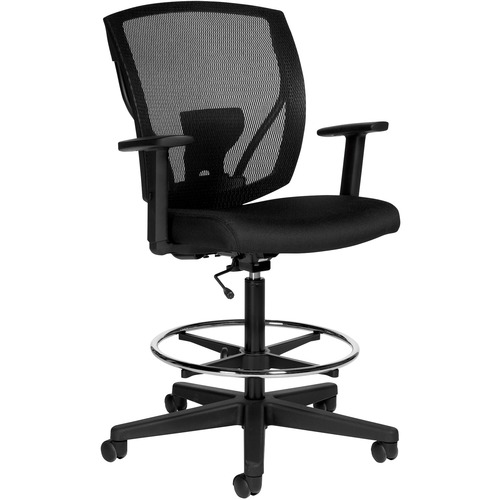 Offices To Go Ibex Drafting Task Chair Mesh Back and Upholstered Seat Jenny Black - Mesh Back - Black