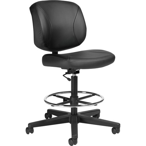 Offices To Go Yoho Armless Drafting Task Chair with Footrest Bonded Leather Luxhide Black - Black