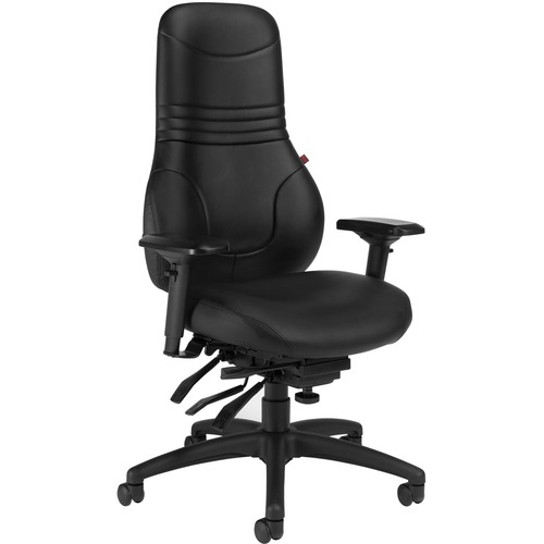 Global Ergo Boss Executive Back Multi-Tilter Chair Leather Black - High Back - Black