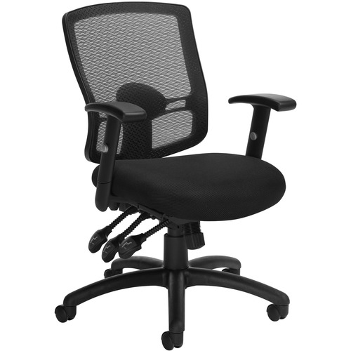 Offices To Go Regalia Task Chair - Fabric Seat - Mesh Back - Mid Back - Black