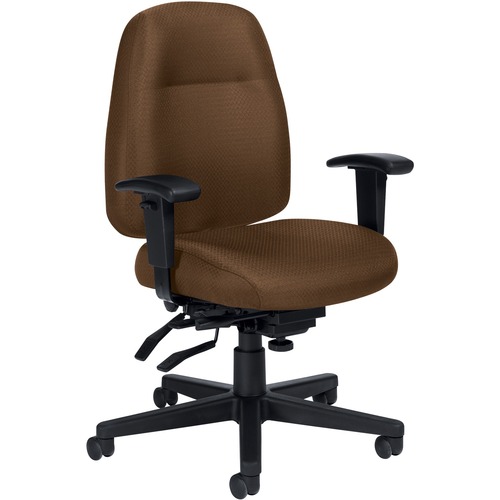 Offices To Go Full-Time Medium Back Multi-Tilter Chair Quilt Fabric Cocoa - Mid Back - Cocoa