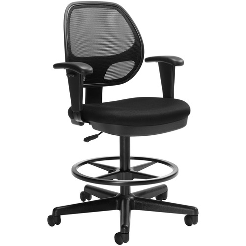 Offices To Go Geo Drafting Chair Mesh Black - Black