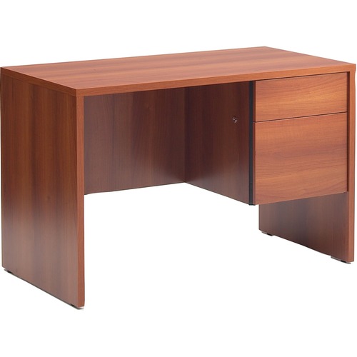 Global Genoa Single Pedestal Desk Avant Honey - 1" Top, 1" End Panel, 45" x 24"29" - Single Pedestal - Square Edge - Finish: Avant Honey