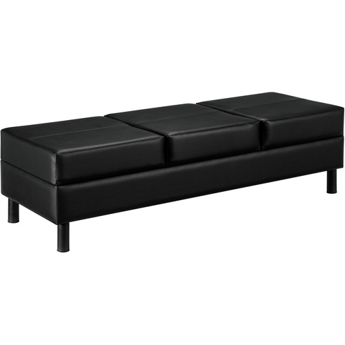 Global Citi Three-Seater Bench Leather and Mock Leather Black - Black