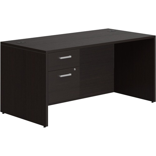 Single Pedestal Desk 60"W x 30"D x 29"H Dark Espresso