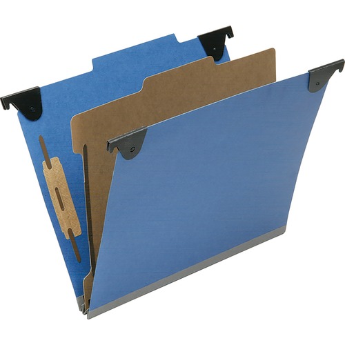 SKILCRAFT® 2/5 Tab Cut Letter Recycled Hanging Folder - 1" Folder Capacity - 8 1/2" x 11" - Top Tab Position - 1 Divider(s) - 25 pt. - Royal Blue - 60% Fiber Recycled - 10 / Box
