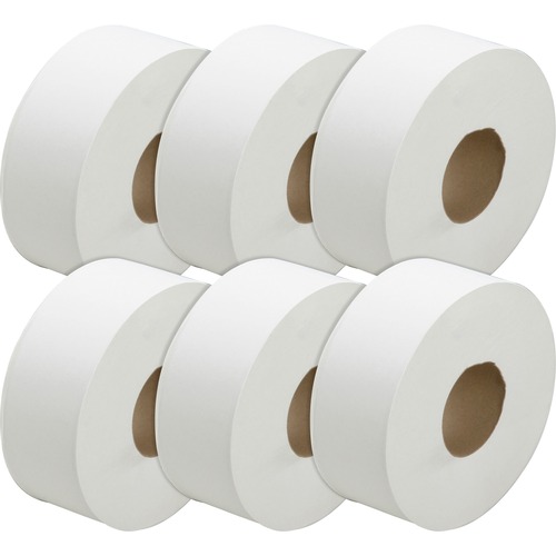 SKILCRAFT Jumbo Roll Toilet Tissue - 1 Ply - 3.50" x 4000 ft - White - Fiber - 6 / Carton - TAA Compliant