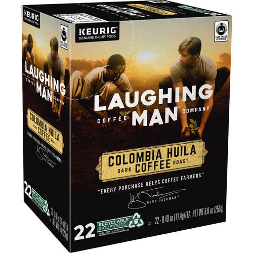 LAUGHING MAN K-Cup Colombia Huila Coffee - Compatible with Keurig K-Cup Brewer - Dark - 22 / Box