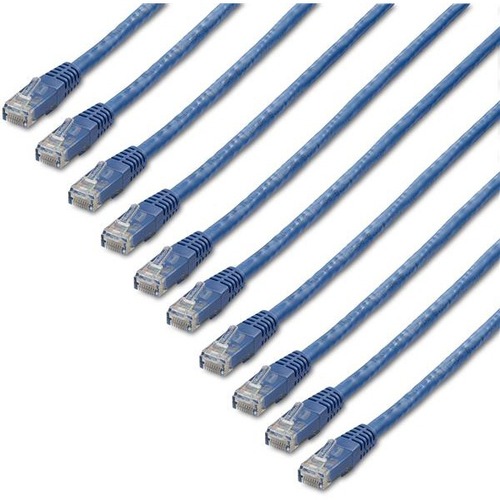 StarTech.com 6 ft. CAT6 Ethernet cable - 10 Pack - ETL Verified - Blue CAT6 Patch Cord - Molded RJ45 Connectors - 24 AWG - UTP - 6 ft. CAT6 Ethernet cable multipack meets all ANSI/TIA-568-D Category 6 patch cable specifications - High quality ETL Verified