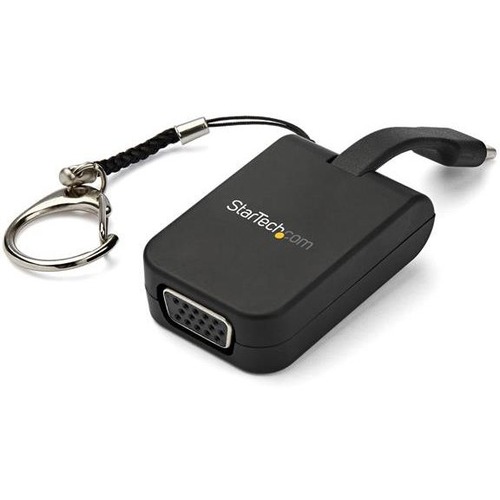 StarTech.com Compact USB C to VGA Adapter - 1080p Active USB Type-C to VGA Display Converter w/ Keychain Ring - Thunderbolt 3 Compatible - USB-C (DP 1.2 Alt Mode HBR2) to VGA video converter |2048x1280/1920x1200/1080p @ 60Hz | Thunderbolt 3 Compatible - U