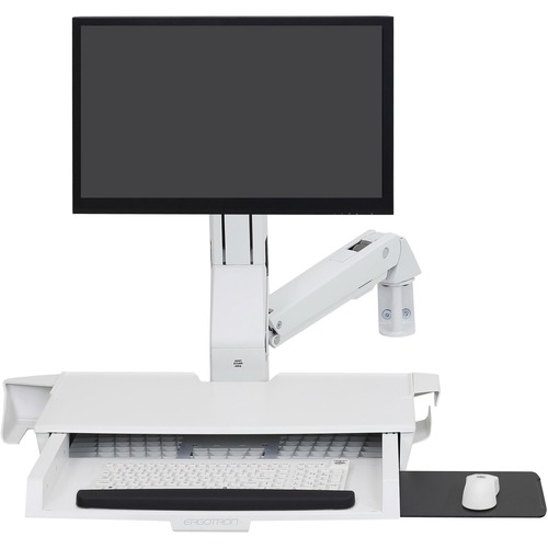 Ergotron StyleView Wall Mount for Monitor, Bar Code Scanner, Keyboard, Wrist Rest, Mouse - White - 1 Display(s) Supported - 24" Screen Support - 32 lb Load Capacity - 75 x 75, 100 x 100 - Aluminum, Plastic