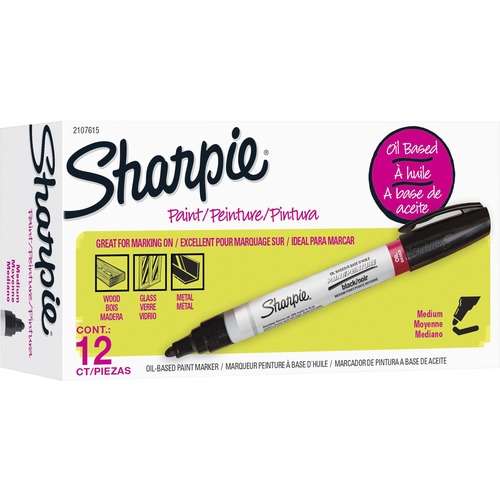 Sharpie Oil-based Paint Markers - Medium Marker Point - Black Oil Based Ink - 12 / Dozen