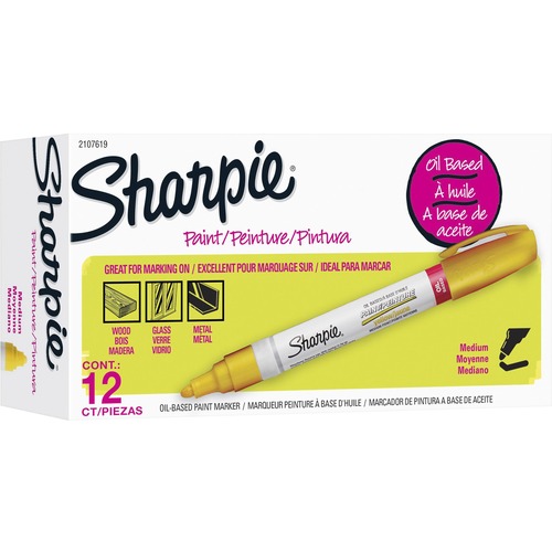 Sharpie Oil-based Paint Markers - Medium Marker Point - Yellow Oil Based Ink - 12 / Dozen