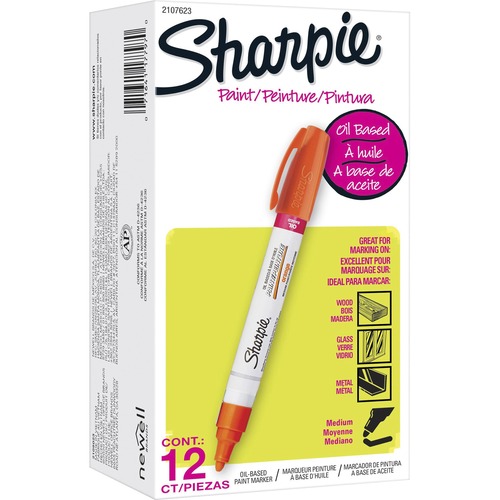 Sharpie Oil-based Paint Markers - Medium Marker Point - Orange Ink - Oil Based - 1 Dozen