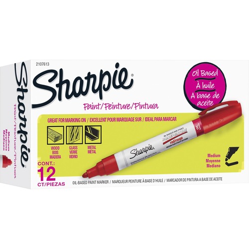 Sharpie Oil-based Paint Markers - Medium Marker Point - Red Oil Based Ink - 12 / Dozen