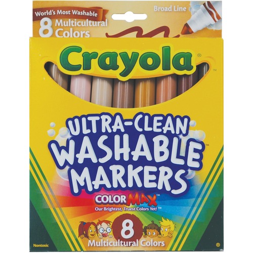 Crayola Ultra-Clean Marker - Wide Marker Point - Golden Beige, Tawny, Beige, Bronze, Mahogany, Tan, Sienna, Terracotta - 8 / Pack