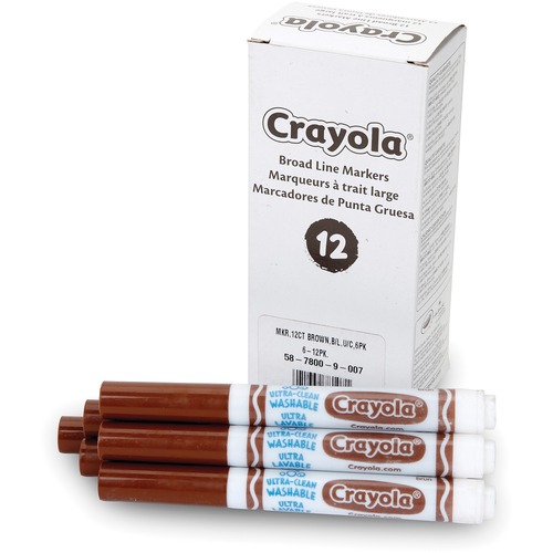 Crayola Ultra-Clean Marker - Wide Marker Point - Brown - 12 / Pack