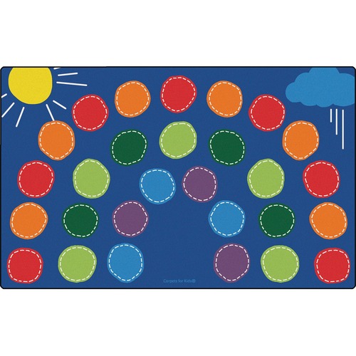 Carpets for Kids Rainbow Seating Rug - 12 ft (3657.60 mm) Length x 90" (2286 mm) Width - Rectangle - Yarn