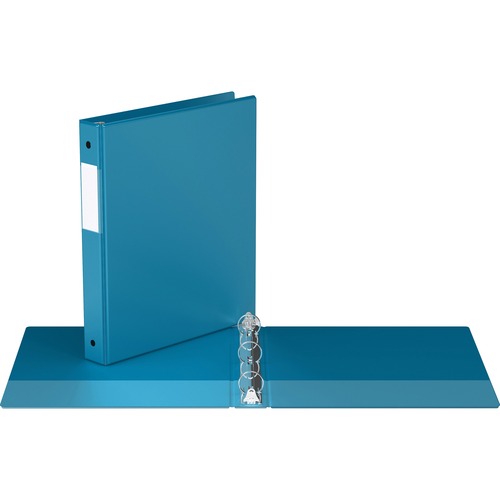 Davis Ring Binder - 1" Binder Capacity - Letter - 8 1/2" x 11" Sheet Size - 3 x Round Ring Fastener(s) - 2 Inside Front & Back Pocket(s) - Vinyl, Chipboard - Turquoise - Recycled - Label Holder, Eco-friendly - 1 Each