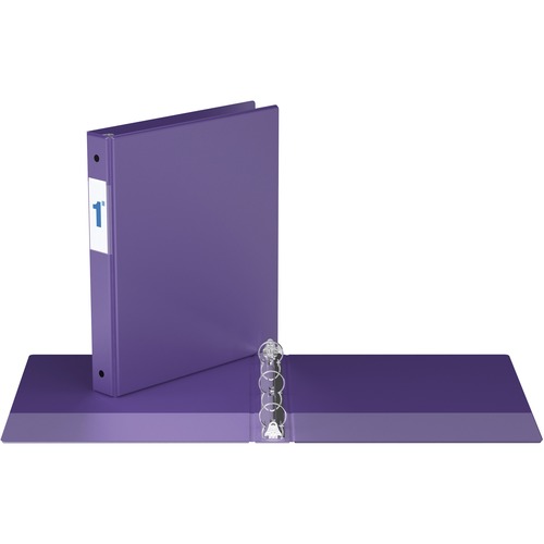 Davis Ring Binder - 1" Binder Capacity - Letter - 8 1/2" x 11" Sheet Size - 3 x Round Ring Fastener(s) - 2 Inside Front & Back Pocket(s) - Vinyl, Chipboard - Purple - Recycled - Label Holder, Eco-friendly - 1 Each