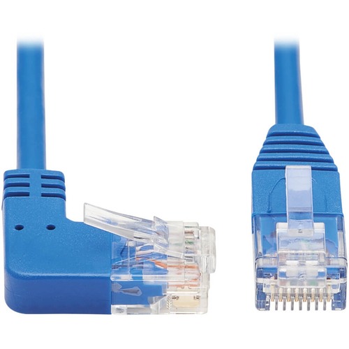 Tripp Lite Cat6 Ethernet Cable Right Angled UTP Slim Molded M/M Blue 2ft - 2 ft Category 6 Network Cable for Network Device, Router, Server, Switch, Workstation, VoIP Device, Printer, Computer, Photocopier, Modem, Patch Panel, ... - First End: 1 x RJ-45 M