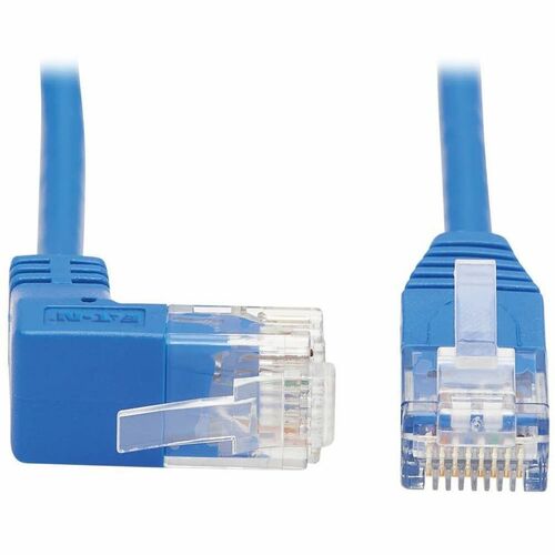 Tripp Lite Cat6 Ethernet Cable Up Angled UTP Slim Molded M/M RJ45 Blue 5ft - 5 ft Category 6 Network Cable for Network Device, Router, Server, Switch, Workstation, VoIP Device, Printer, Computer, Photocopier, Modem, Patch Panel, ... - First End: 1 x RJ-45