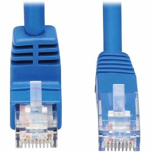 Tripp Lite Cat6 Ethernet Cable Down Right Angled UTP Molded M/M Blue 15ft - 15 ft Category 6 Network Cable for Network Device, Patch Panel, Switch, Printer, Computer, Photocopier, Router, Modem, Server, VoIP Device, Rack Cabinet, ... - First End: 1 x RJ-4