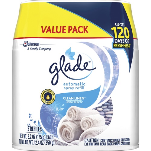 Glade Automatic Spray Refill Value Pack - Spray - 12.4 fl oz (0.4 quart) - Clean Linen - 60 Day - 2 / Pack - Long Lasting