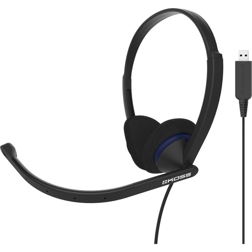 Koss CS200-USB Headsets & Gaming - Stereo - USB - Wired - 20 Hz to 22 kHz - Over-the-head - Binaural - Supra-aural - 8 ft Cable - Electret, Noise Cancelling Microphone