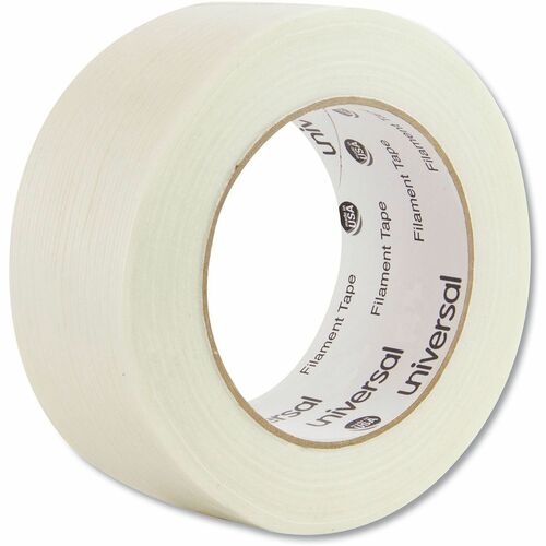 Universal 350# Premium Filament Tape, 3" Core, 48 mm x 54.8 m, Clear - 59.93 yd Length x 1.89" Width x 7.4 mil Thickness - 3" Core - Clear - Synthetic Rubber - Plastic Backing - 1 Roll