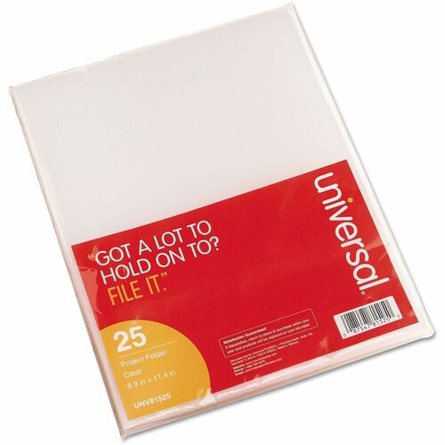 Universal Letter Project File - 8 1/2" x 11" - Plastic, Polypropylene - Clear - Unpunched - 25 Pack